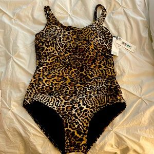Calvin Klein animal print, bathing suit, adjustable straps, Sz 16
